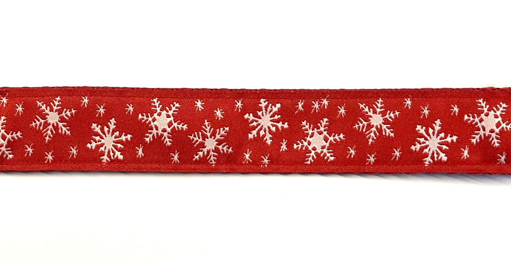 Red with White Snowflakes Dog Leash 1in