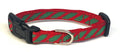 Red & Green Diagonal Stripe Dog Collar 1/2