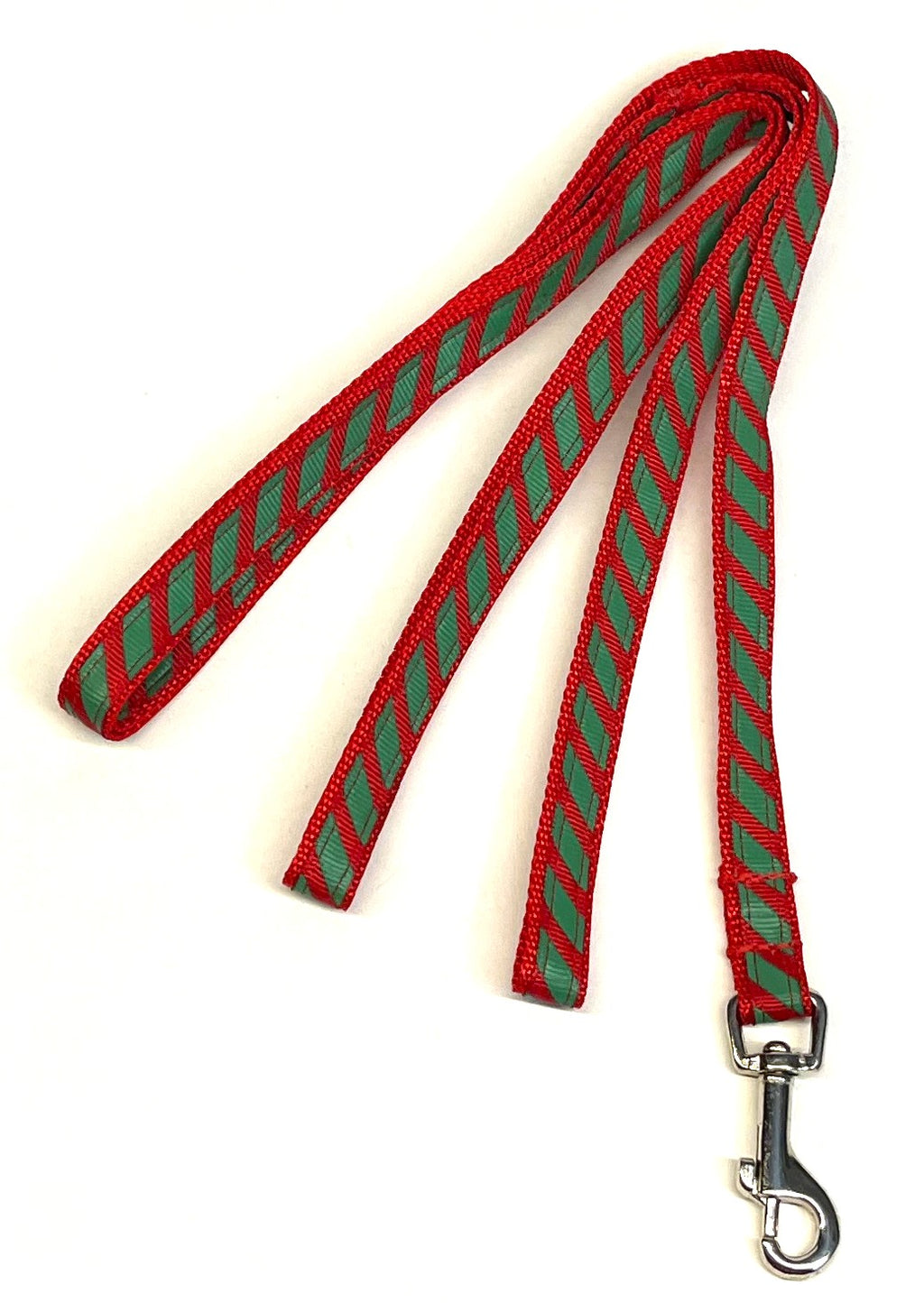 Red & Green Diagonal Stripe Dog Leash 1/2
