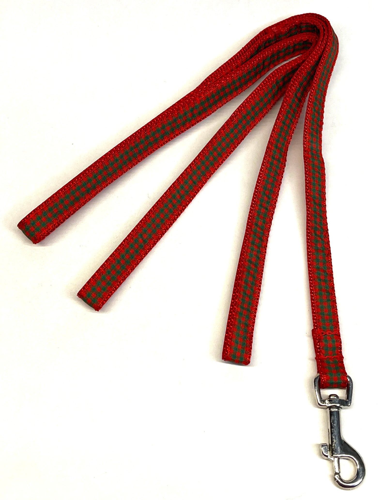 Red & Green Plaid Dog Leash 1/2
