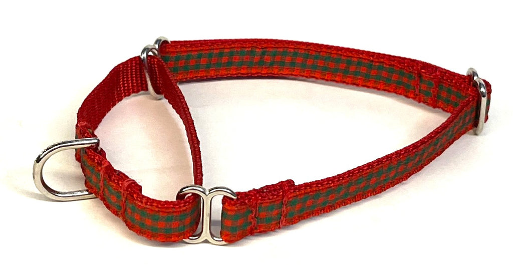 Red & Green Plaid Martingale Collar 1/2