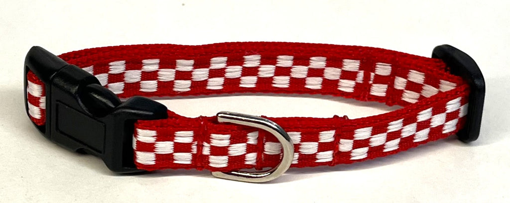 Red & White Checkered Dog Collar 1/2