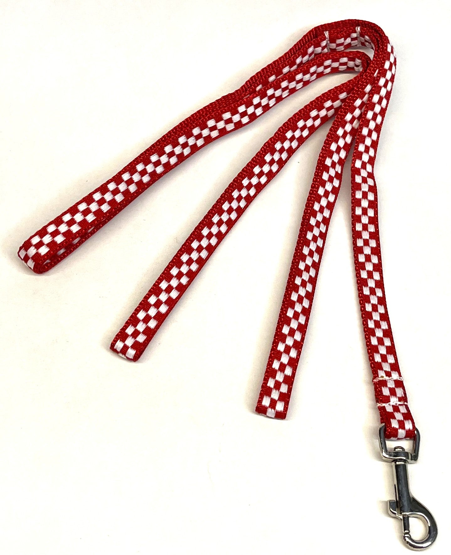 Red & White Checkered Dog Leash 1/2