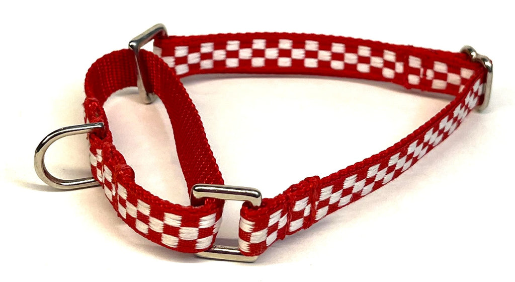 Red & White Checkered Martingale Collar 1/2