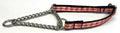 Red & White Plaid Chain Martingale Collar 1/2