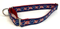 Red and White Swoosh with Blue Paws and Stars Martingale Collar 1in