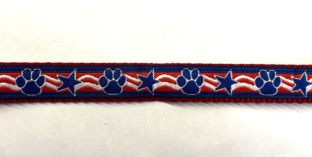 Patriotic Paws and Stars Martingale Collar 3/4