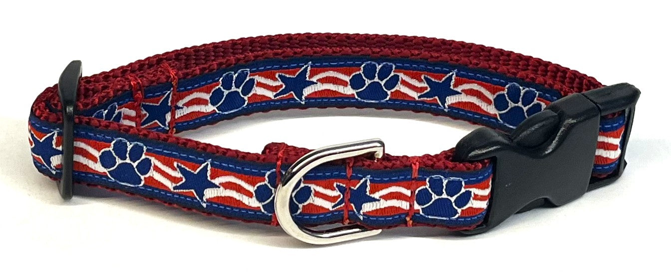 Patriotic Paws and Stars Dog Collar 3/4