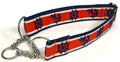 Red and White with Navy Anchors and Wheels Chain Martingale Collar 1 1/2 in