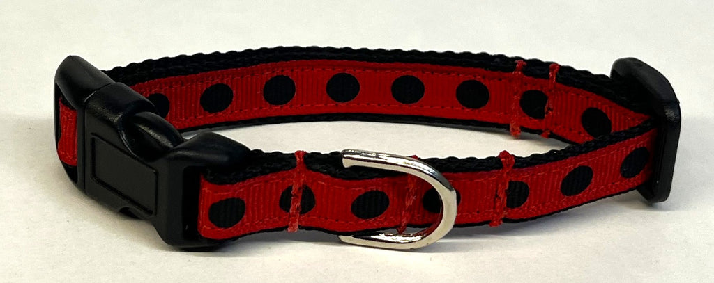 Red with Black Dots Dog Collar 1/2