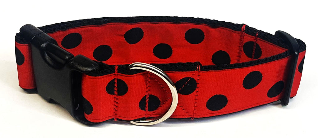 Red with Black Dots Dog Collar 1 1/2 in