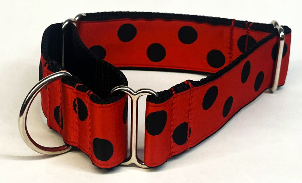 Red with Black Dots Martingale Collar 1 1/2 in