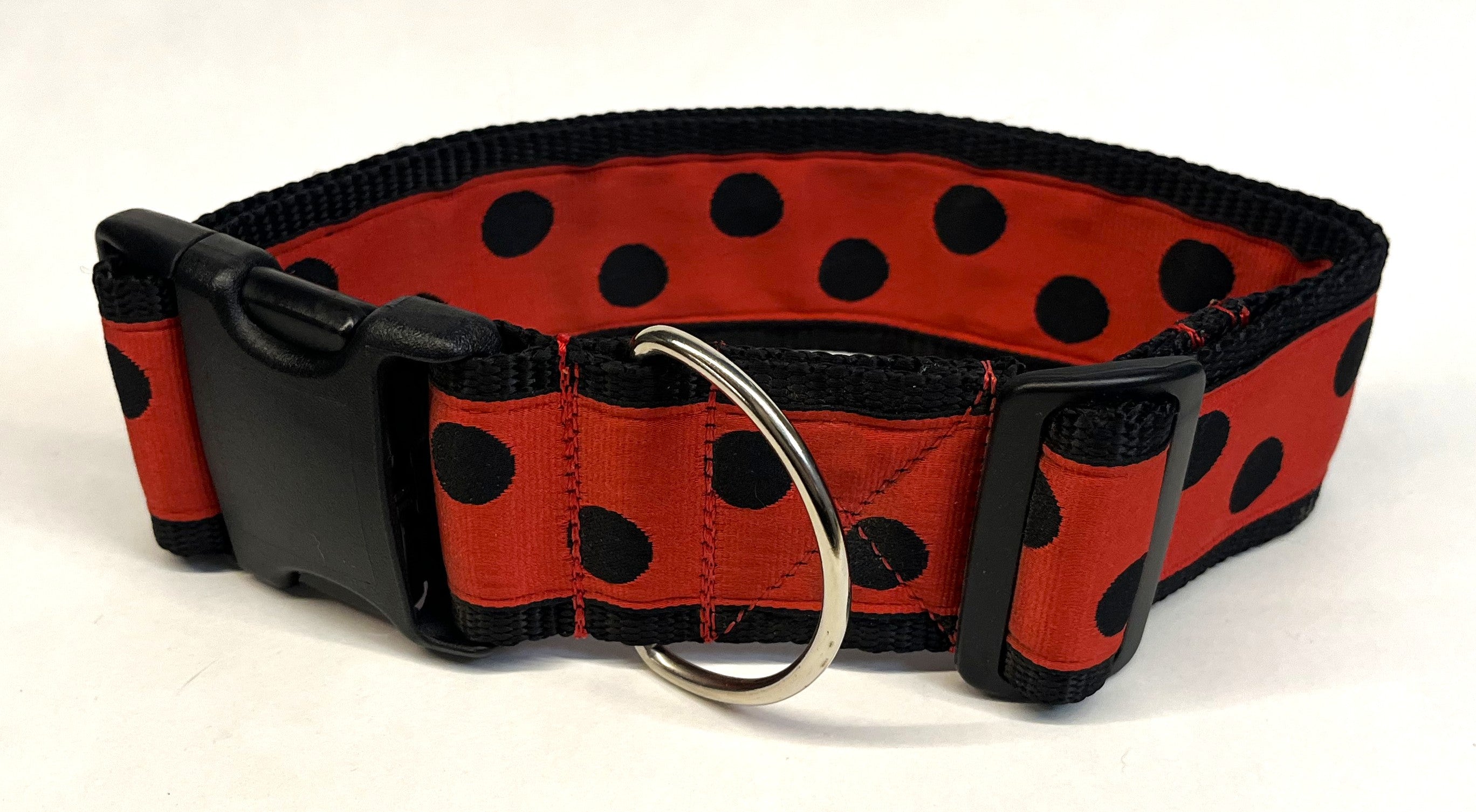 Red with Black Dots Dog Collar 2in