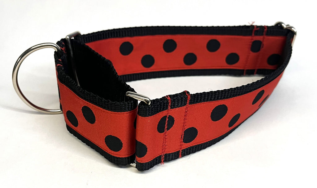 Red with Black Dots Martingale Collar 2in