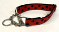 Red with Black Dots Chain Martingale Collar 1in