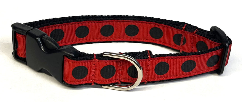 Red with Black Dots Dog Collar 3/4