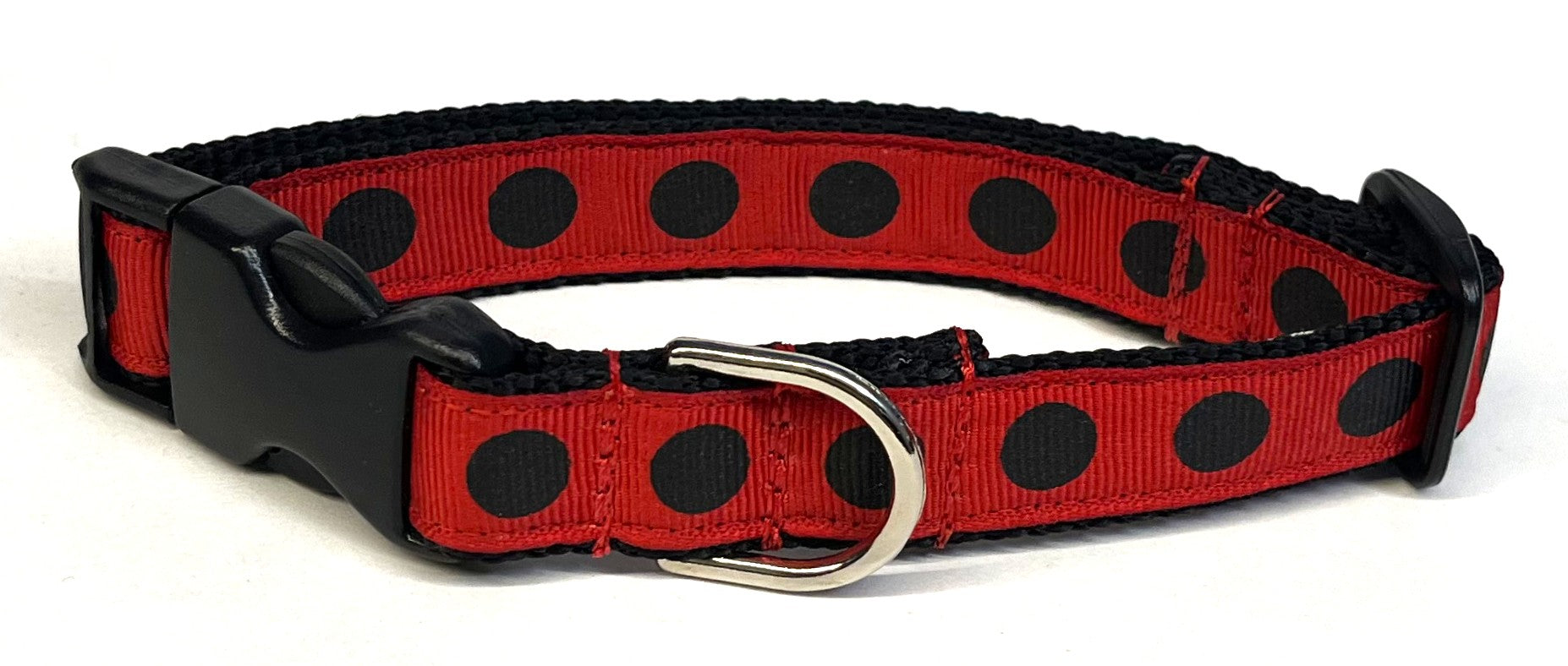Red with Black Dots Dog Collar 3/4