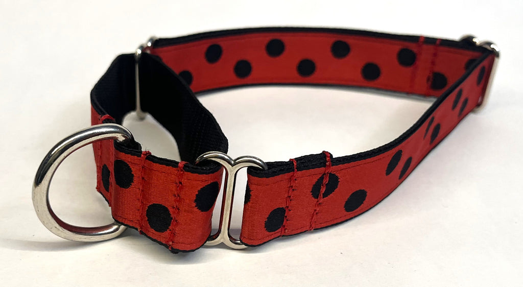 Red with Black Dots Martingale Collar 1in