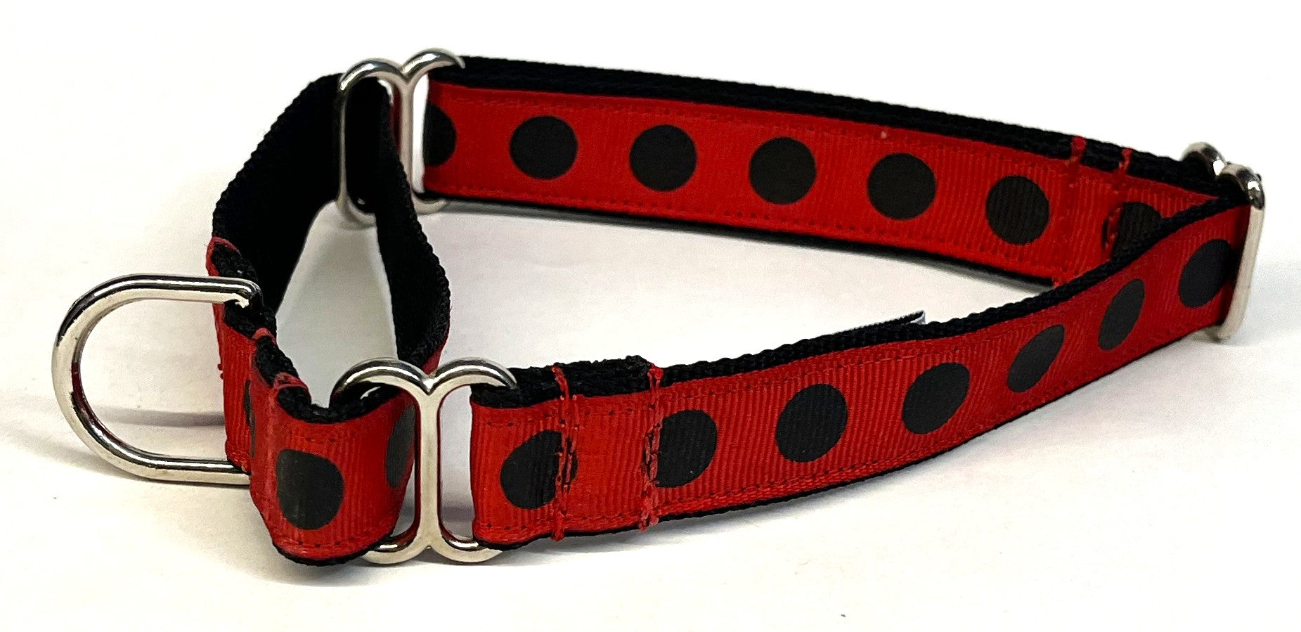 Red with Black Dots Martingale Collar 3/4