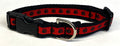 Red with Black Paw Prints Dog Collar 3/4