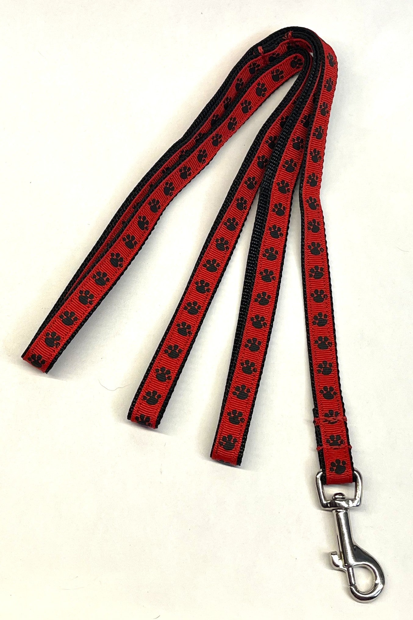 Red with Black Paws Dog Leash 1/2