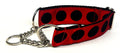 Red with Black Velvet Dots Chain Martingale Collar 1 1/2 in