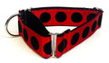 Red with Black Velvet Dots Martingale Collar 1 1/2 in