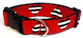 Red with Black and White Stripe Hearts Dog Collar 1 1/2 in