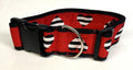 Red with Black and White Stripe Hearts Dog Collar 2in