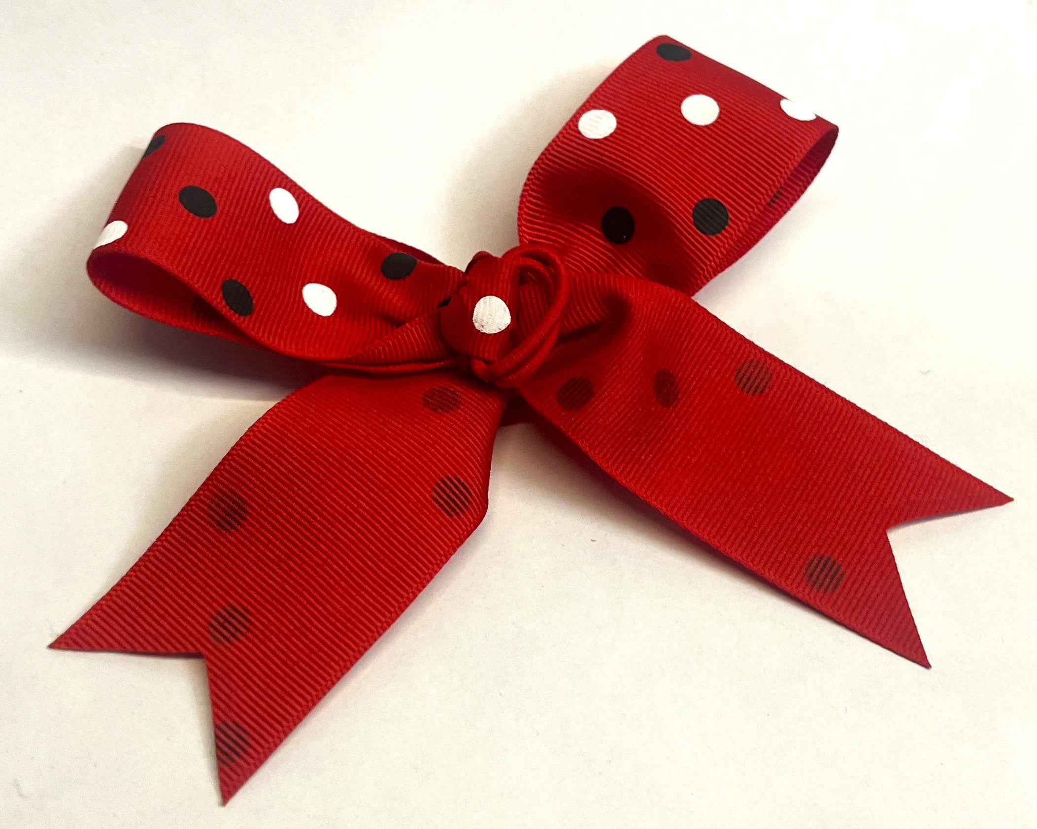 Red with Black and White Dots Bow