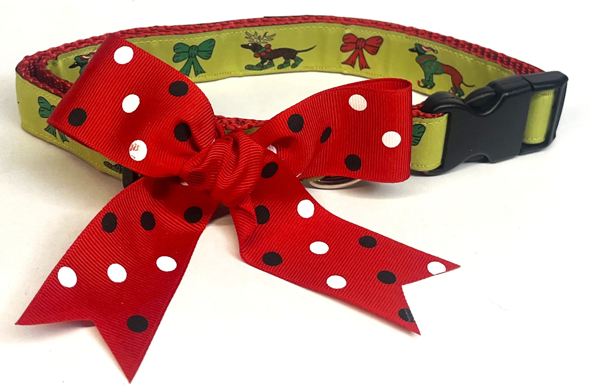 Red with Black and White Dots Bow