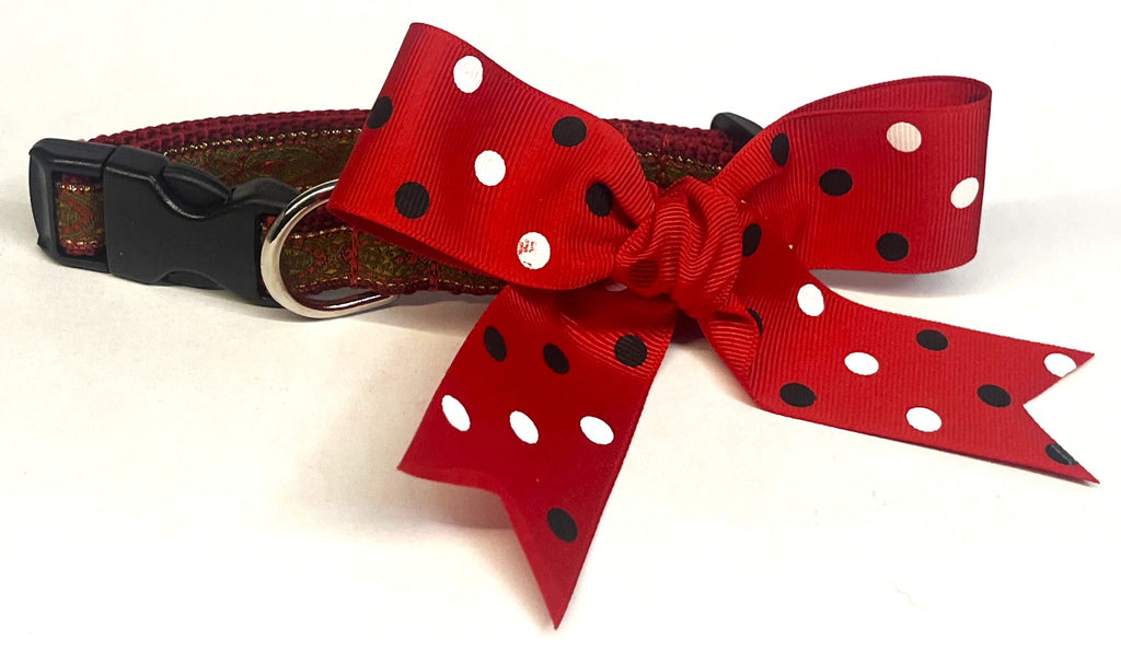 Red with Black and White Dots Bow