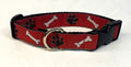 Red with Bones and Paws Dog Collar 1in