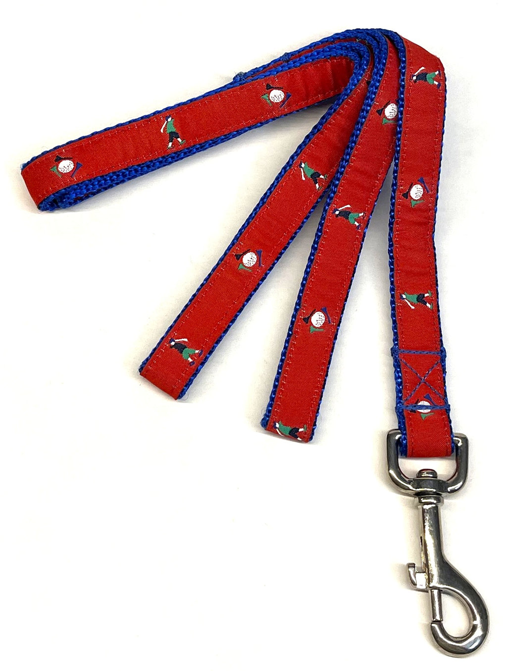 Red with Golfers & Golf Balls Dog Leash 3/4