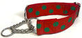 Red with Green Dots Chain Martingale Collar 1 1/2 in