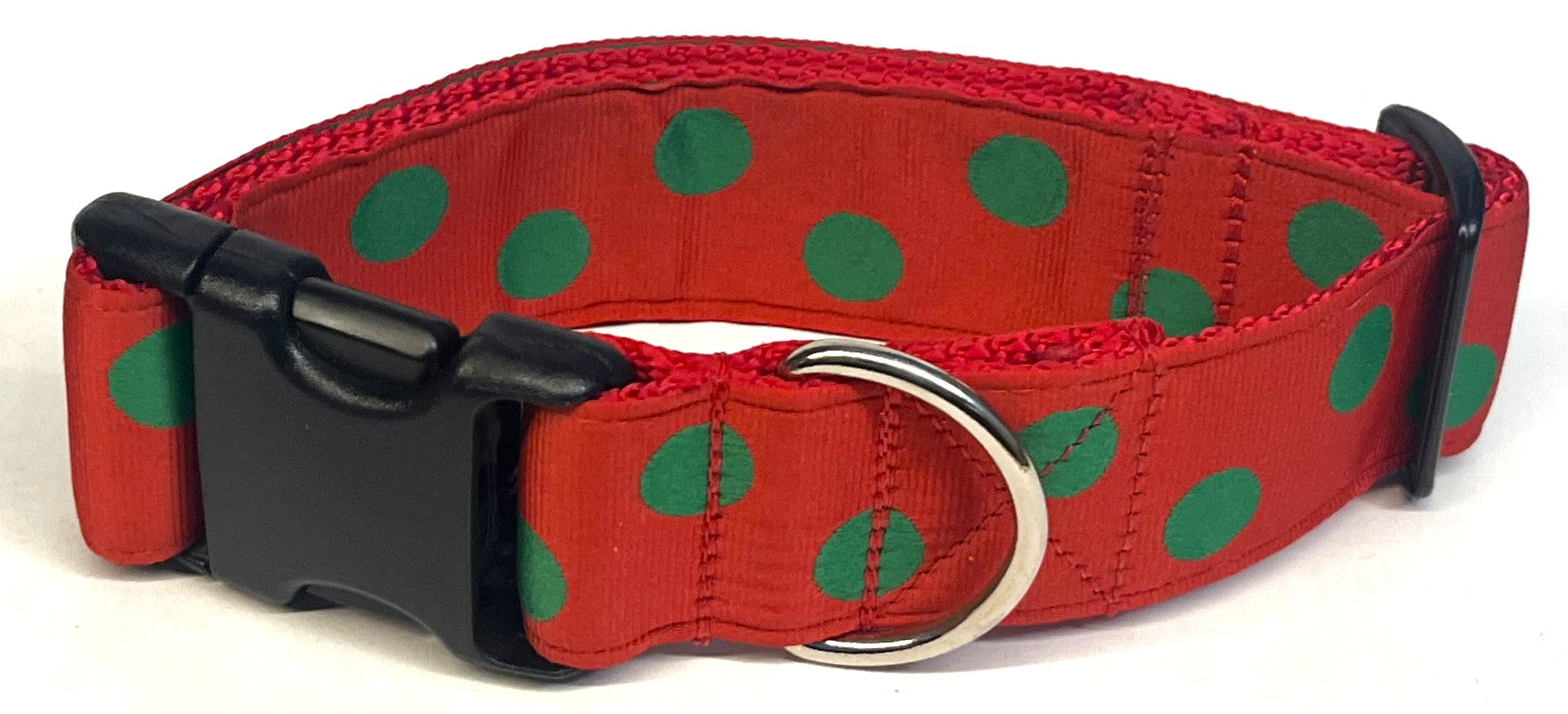 Red with Green Dots Dog Collar 1 1/2 in