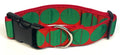 Red with Green Large Dot Dog Collar 1 1/2 in