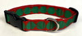 Red with Green Large Dot Dog Collar 1in