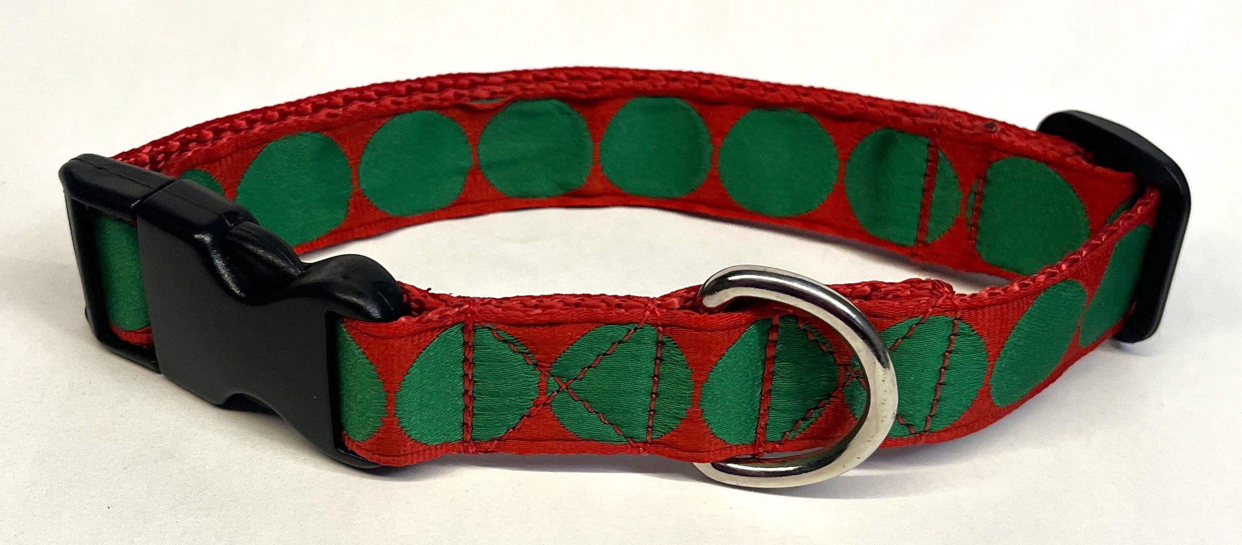 Red with Green Large Dot Dog Collar 1in