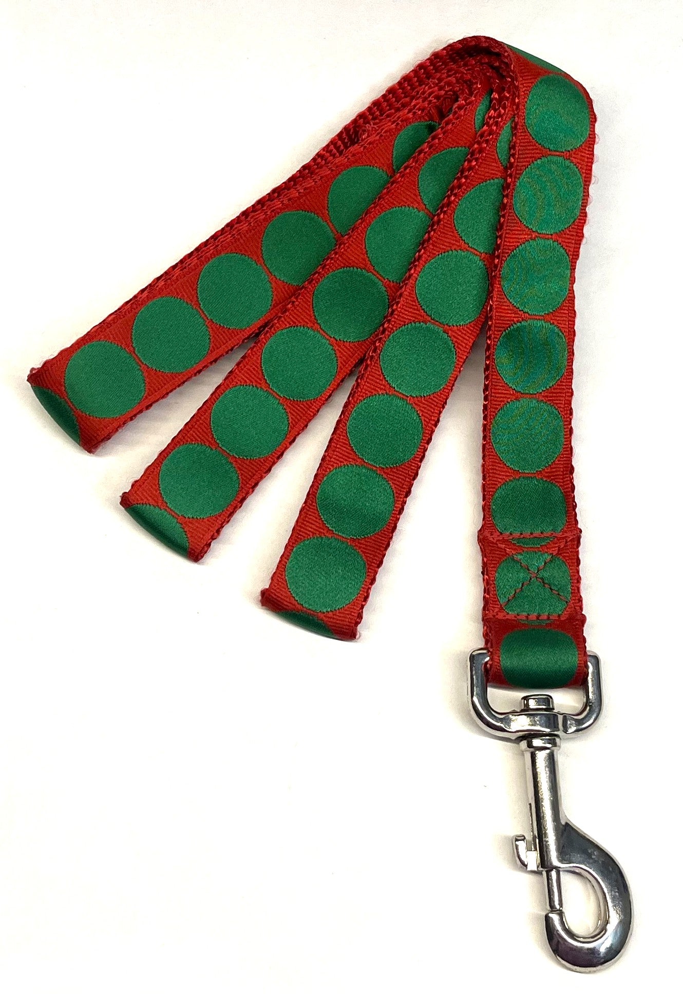 Red with Green Large Dot Dog Leash 1in