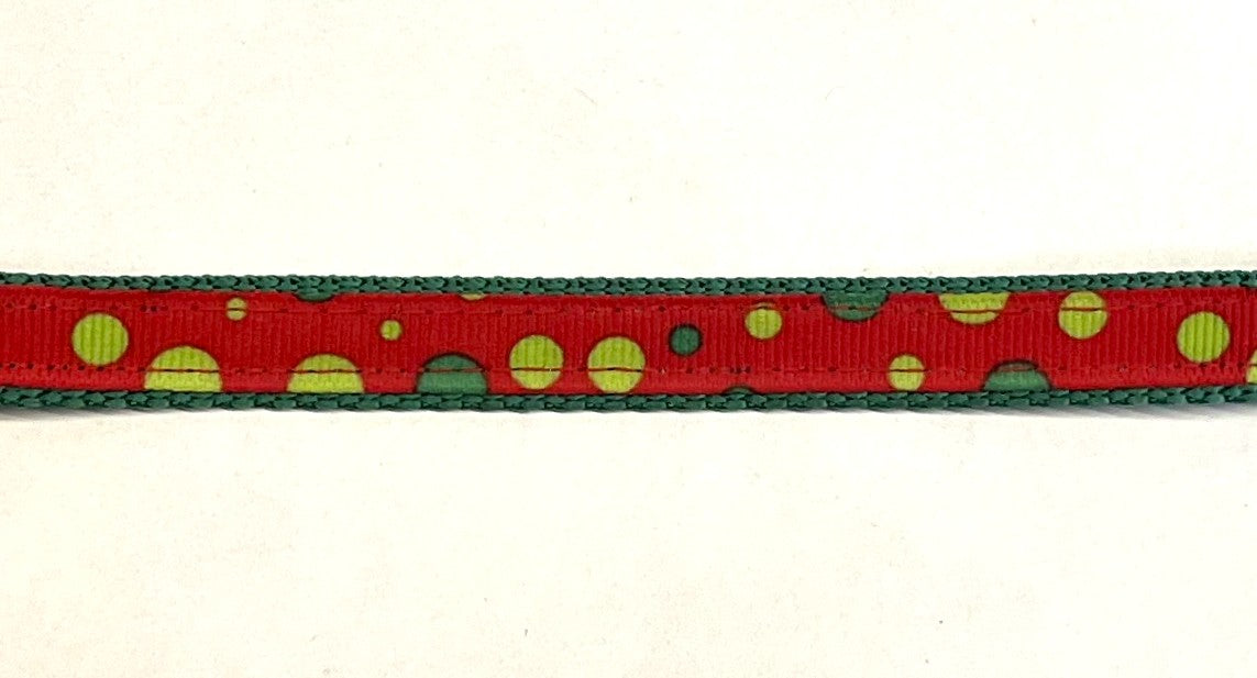 Red with Green Bubble Dots Dog Leash 1/2