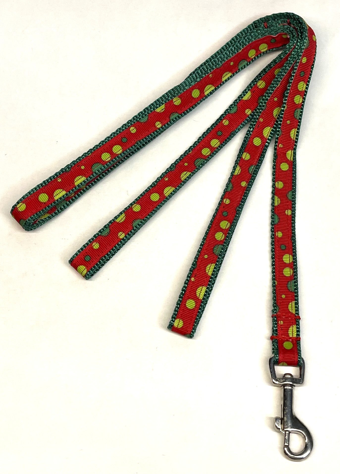 Red with Green Bubble Dots Dog Leash 1/2