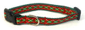 Red & Green Argyle Dog Collar 1/2