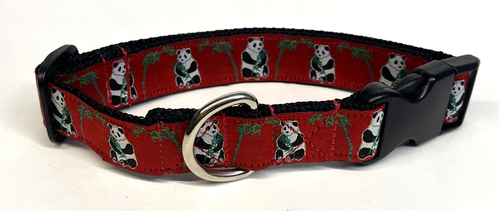 Red with Pandas Dog Collar 1in