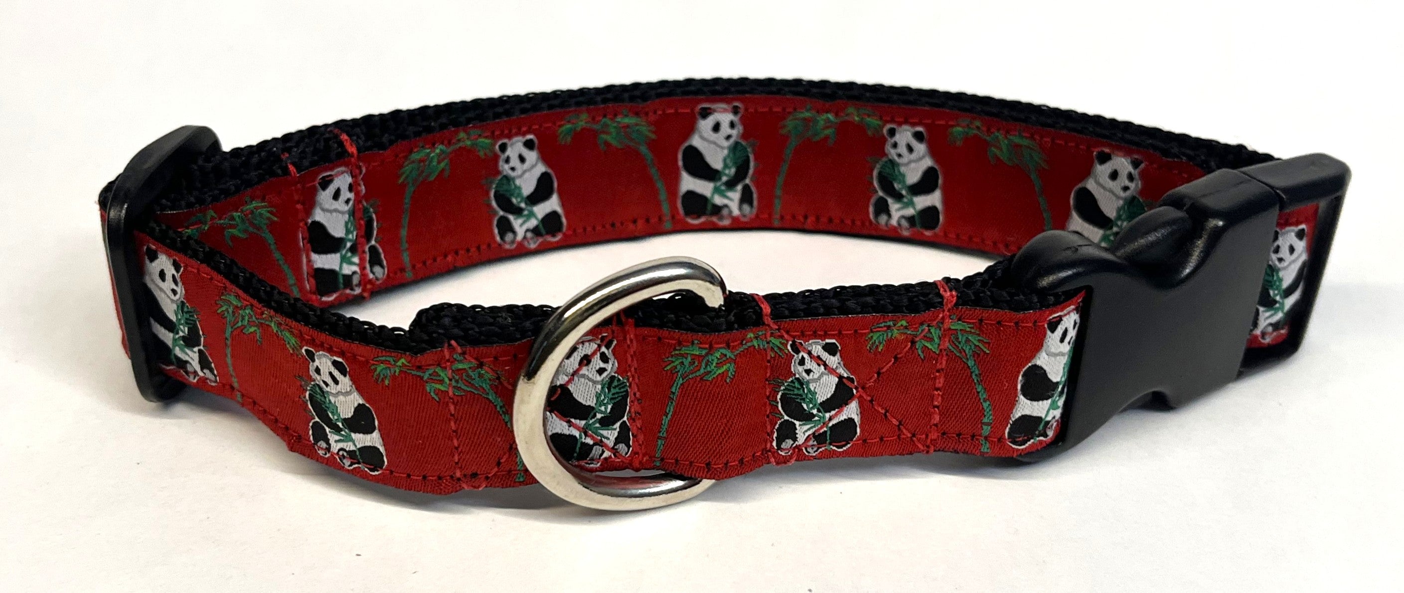 Red with Pandas Dog Collar 1in