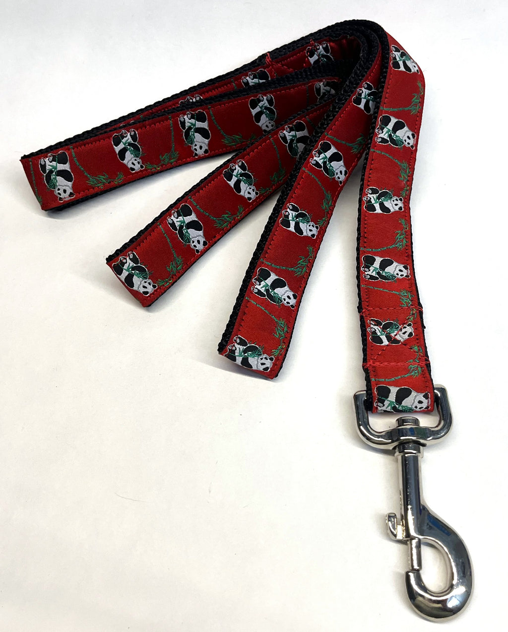 Red with Pandas Dog Leash 1in