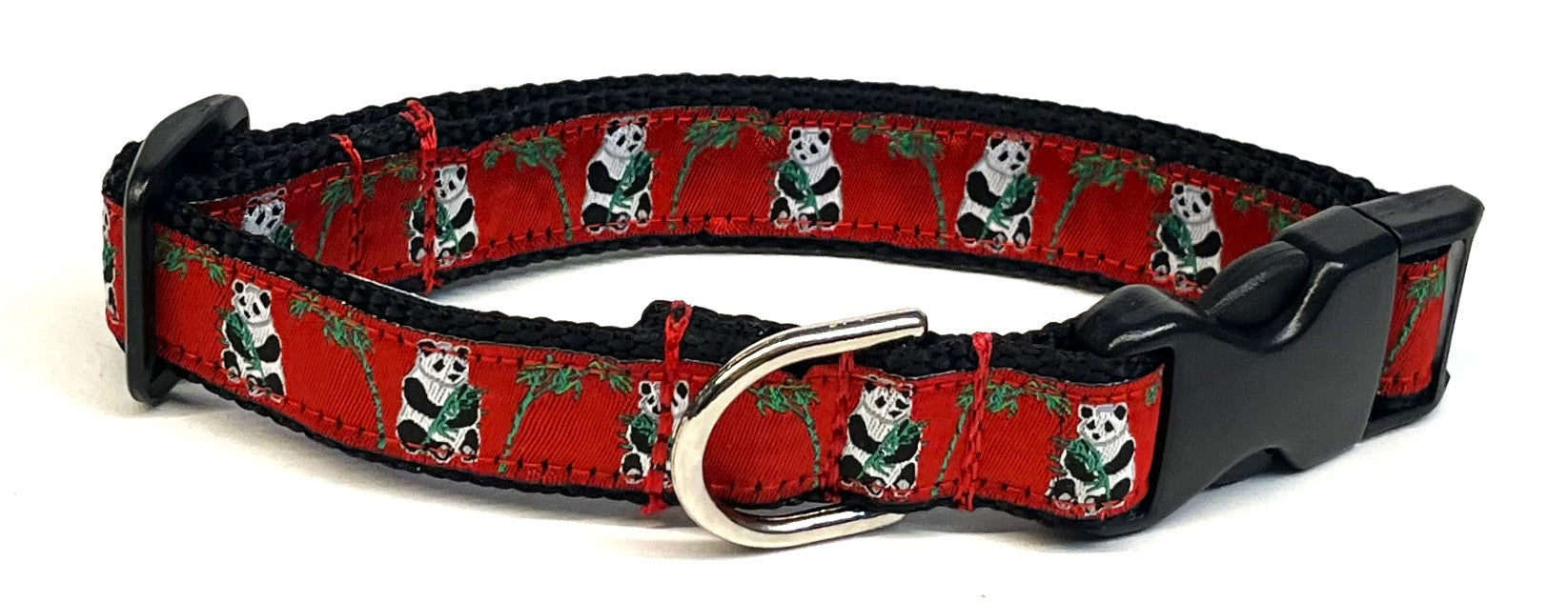 Red with Pandas Dog Collar 3/4