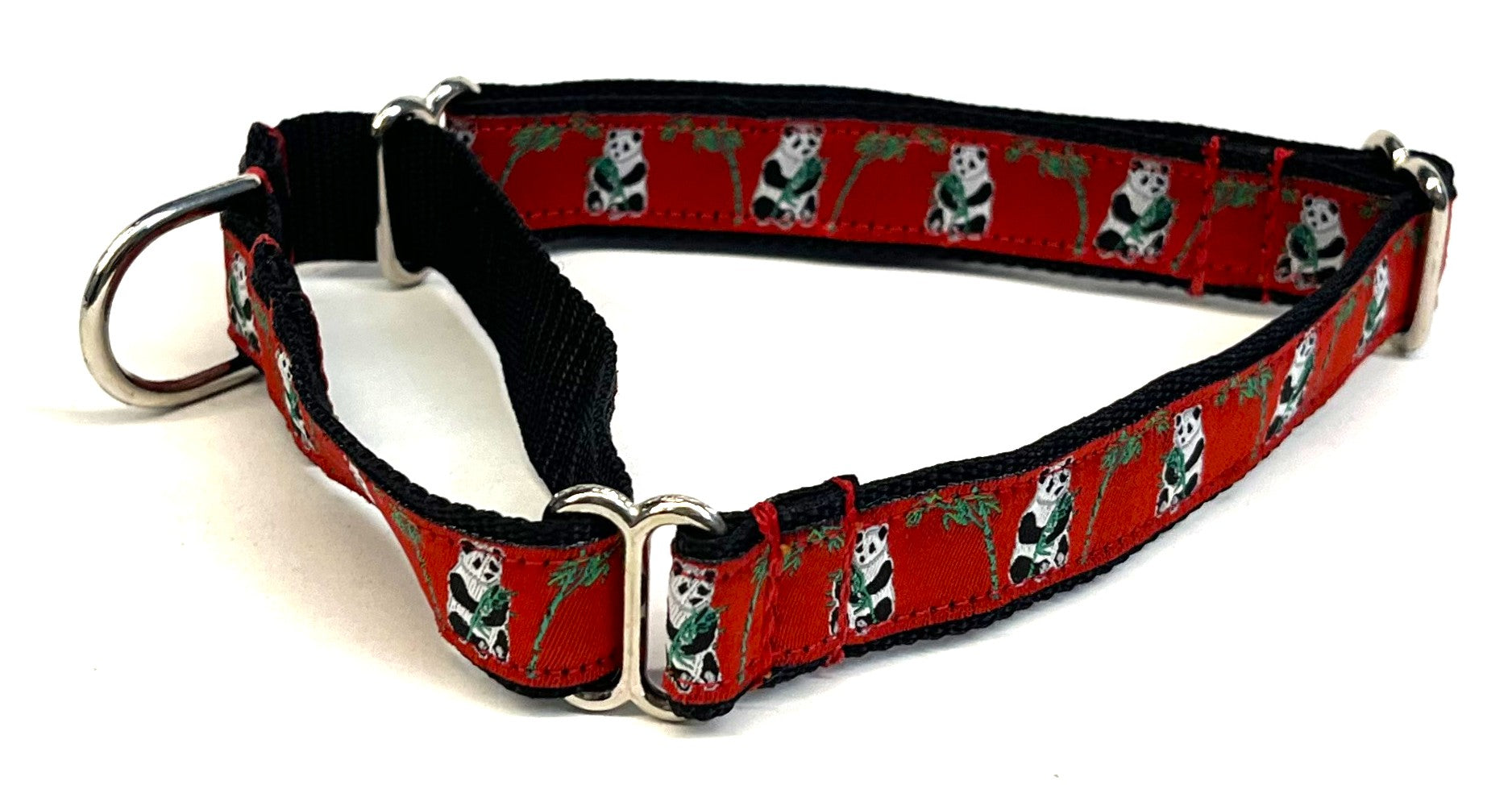 Red with Pandas Martingale Collar 3/4