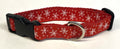 Red with White Snowflakes Dog Collar 1in