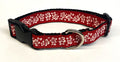 Red with White Hawaiian Flowers Dog Collar 1in